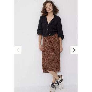 Anthropologie Maeve Mazie Cheetah Pleated Midi Skirt Size S Retail $88